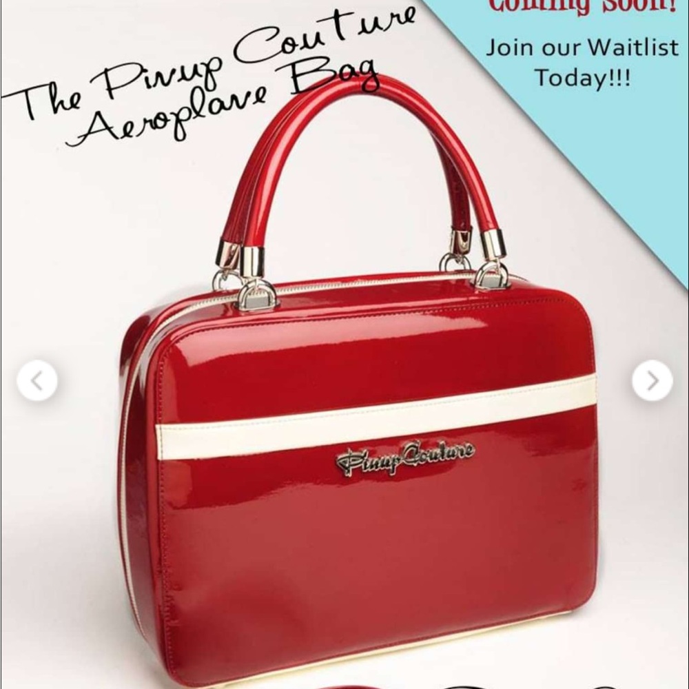 Pinup Couture Red and White Aeroplane Travel Bag